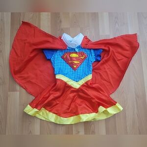 Super woman Tutu Dress Up Costume Super Hero W/Cape Girls Size 2T-3T Halloween